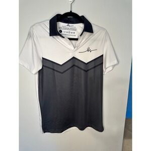Boston Scott Golf Links Collection White Black Geometric Polo Shirt Jr. GirlsNWT